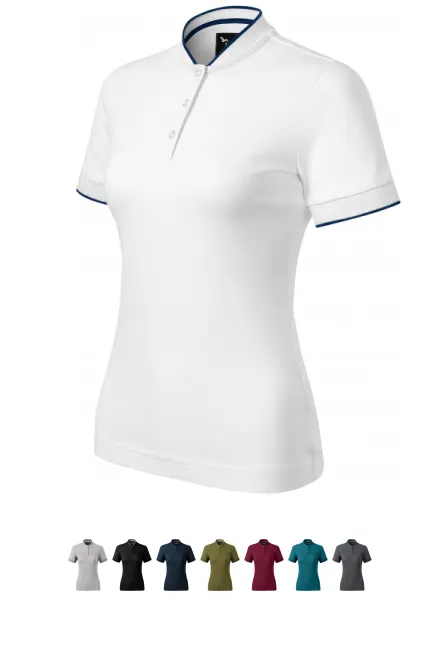 Дамска поло тениска с бомбър яка, Бял