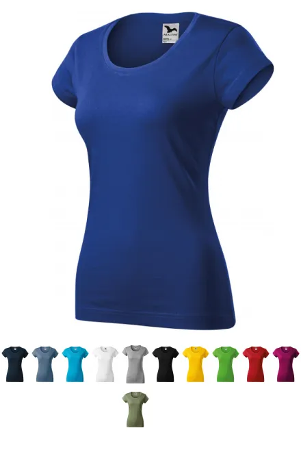 Дамска приталена тениска с кръгло деколте, кралско синьо