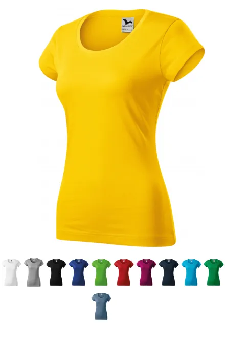Дамска приталена тениска с кръгло деколте, жълт