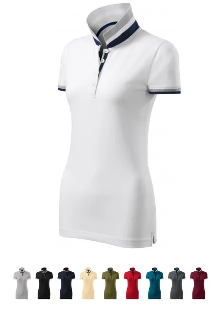 Дамска риза поло с яка нагоре, Бял