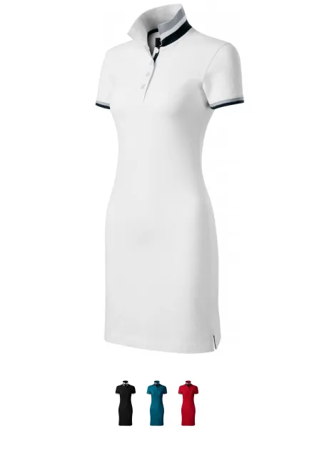 Дамска рокля с яка нагоре, Бял