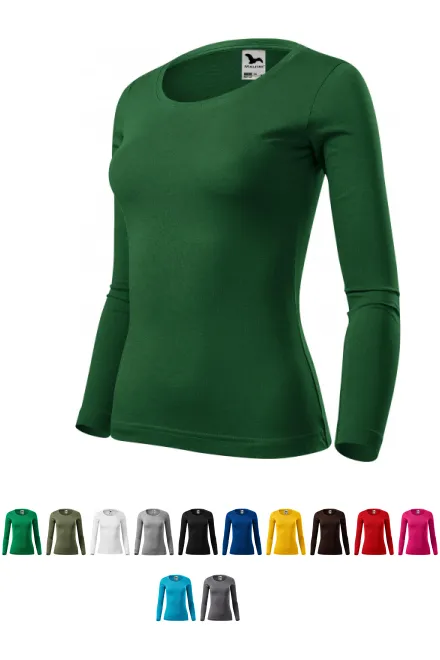 Дамска тениска с дълъг ръкав, бутилка зелено
