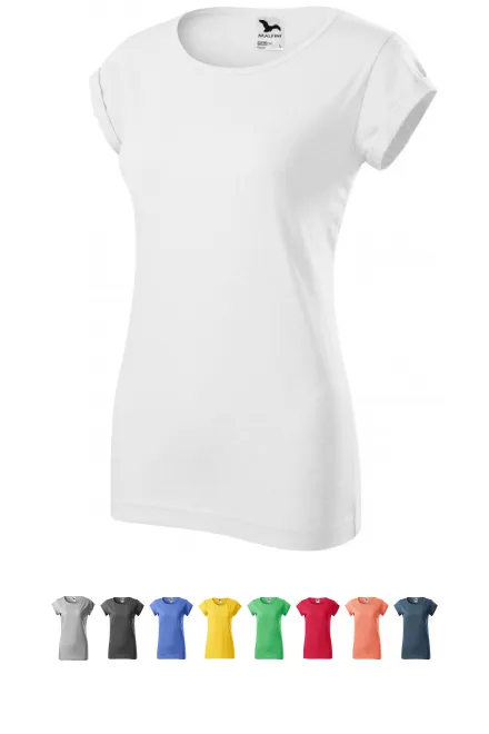 Дамска тениска със завити ръкави, Бял