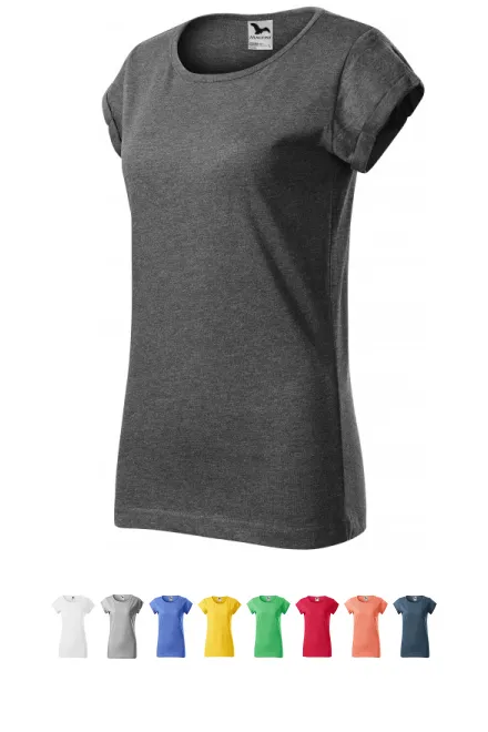 Дамска тениска със завити ръкави, черен мрамор