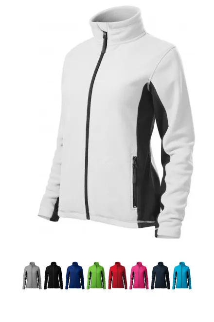 Дамско поларено контрастно яке, Бял