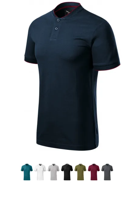 Мъжка поло тениска с бомбър яка, тъмно синьо