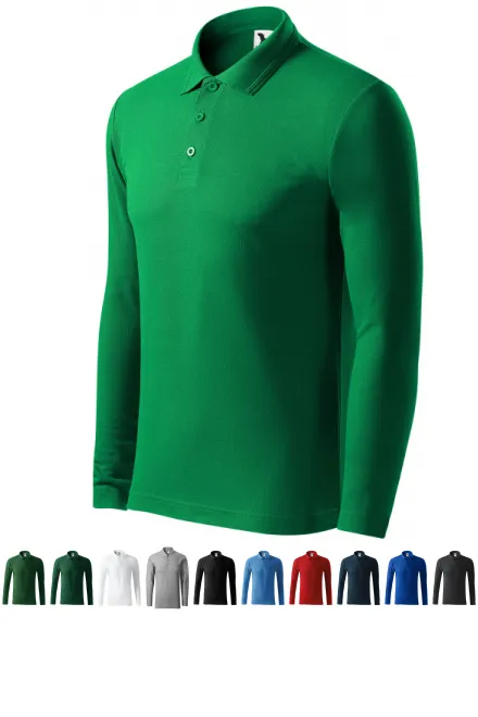 Мъжка риза поло с дълъг ръкав, трева зелено