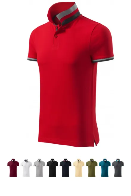 Мъжка риза поло с яка нагоре, формула червено