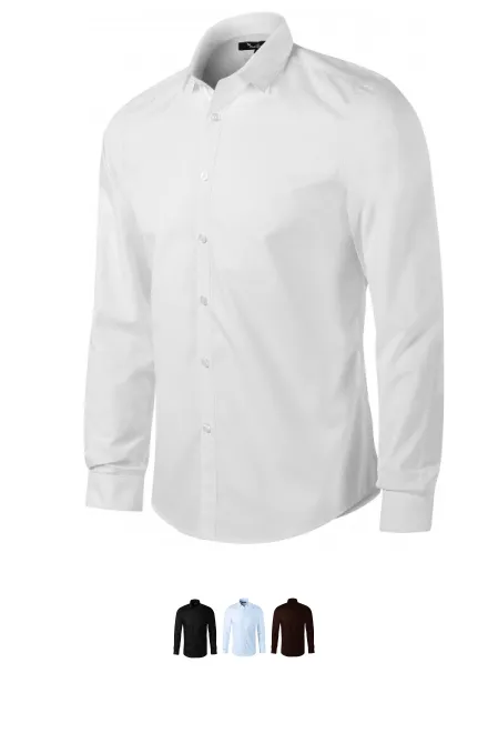 Мъжка риза с дълъг ръкав Slim fit, Бял