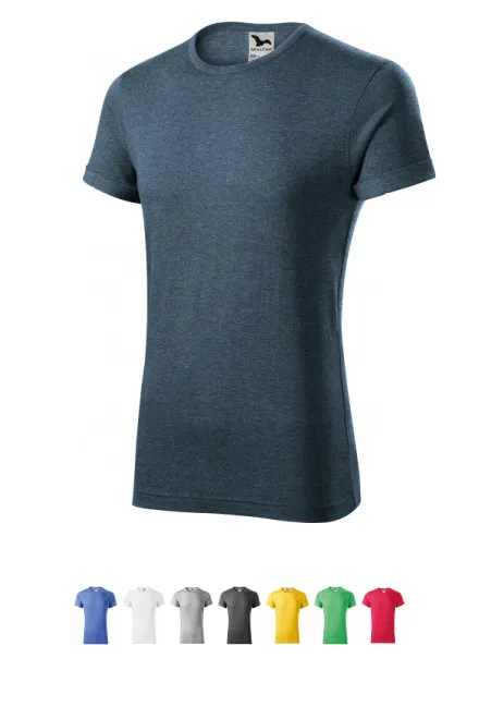 Мъжка тениска с завити ръкави, тъмен деним мрамор