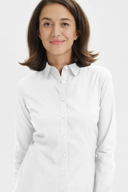 Дамска памучна блуза с дълъг ръкав, Бял