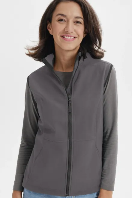 Дамски прилепнал елек, стоманено сиво