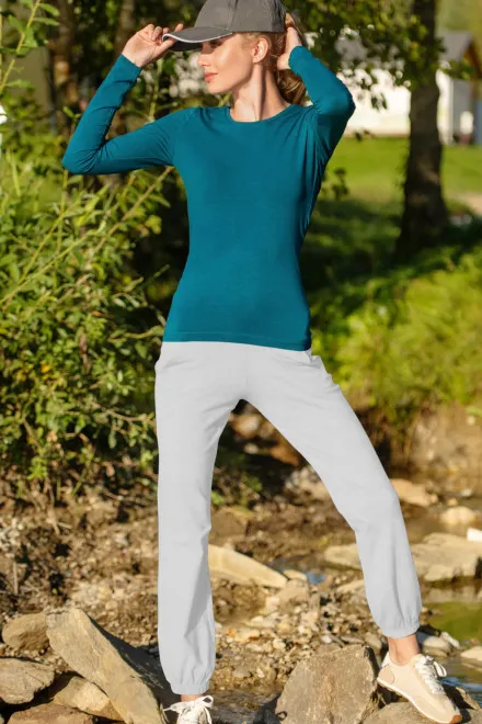 Дамски спортни панталони с джобове, Бял