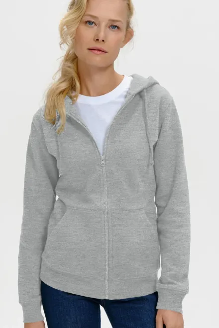 Дамски суичър с качулка, светло сив мрамор