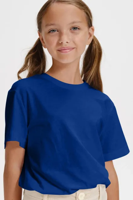 Детска семпла тениска, кралско синьо