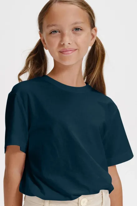Детска семпла тениска, тъмно синьо