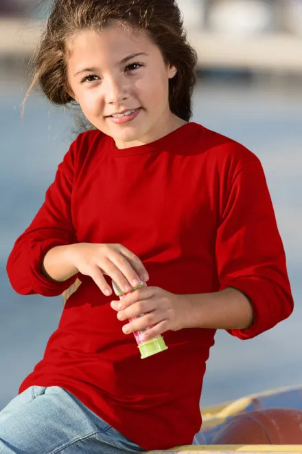 Детска тениска с дълъг ръкав, червен