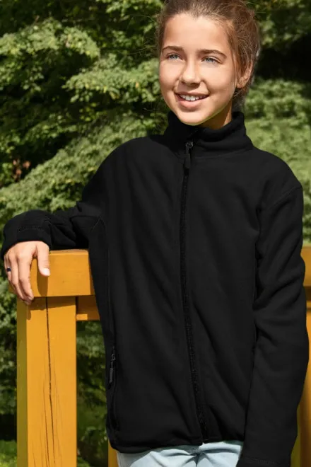 Детско поларено контрастно яке, черен