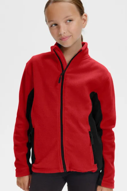 Детско поларено контрастно яке, червен