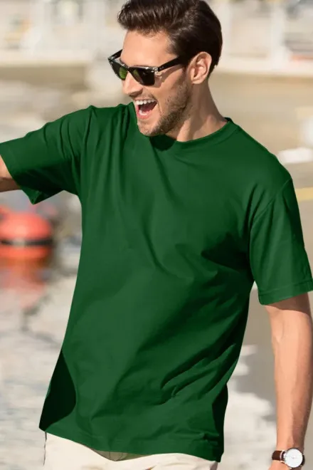 Мъжка класическа тениска, бутилка зелено