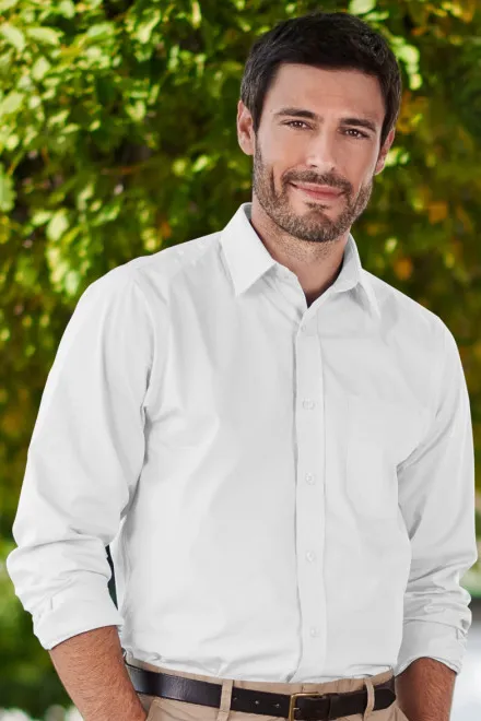 Мъжка риза с дълъг ръкав, Бял