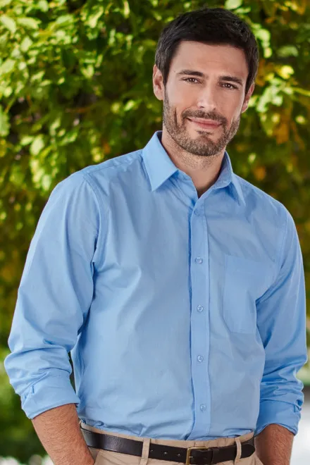 Мъжка риза с дълъг ръкав, небесно синьо