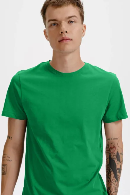 Мъжка тениска от органичен памук, трева зелено