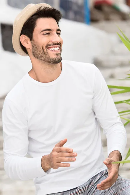 Мъжка тениска с дълъг ръкав, Бял