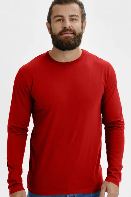 Мъжка тениска с дълъг ръкав, червен