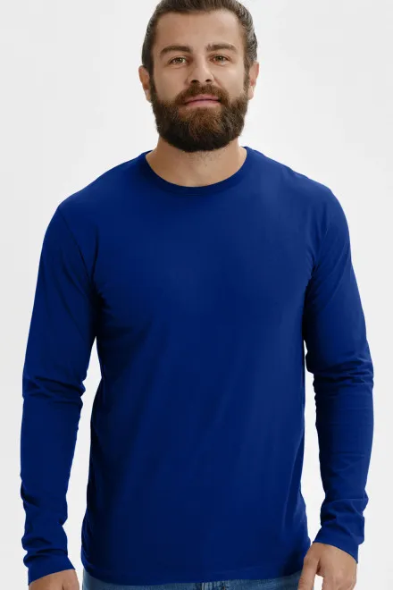 Мъжка тениска с дълъг ръкав, кралско синьо