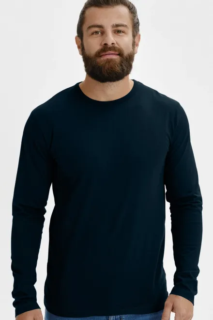 Мъжка тениска с дълъг ръкав, тъмно синьо