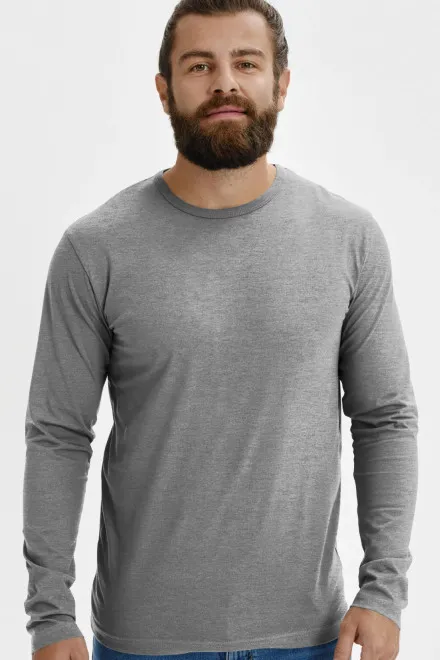 Мъжка тениска с дълъг ръкав, тъмно сив мрамор
