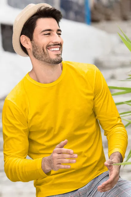 Мъжка тениска с дълъг ръкав, жълт