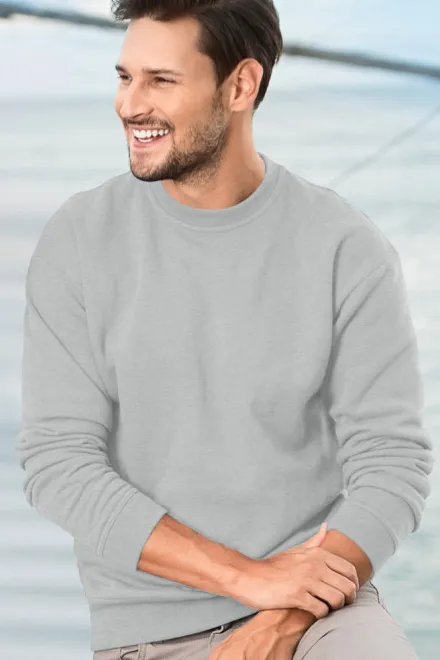 Мъжки / детски суичър над главата, без качулка, светло сив мрамор