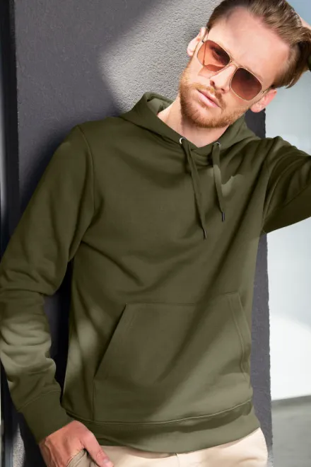 Мъжки суичър с качулка без цип, военни