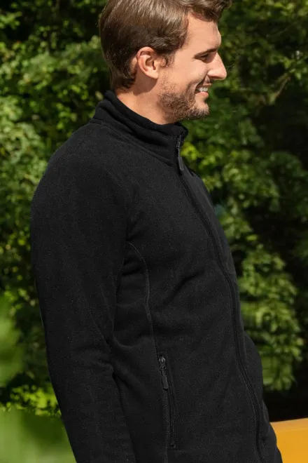 Мъжко яке от полар в контраст, черен