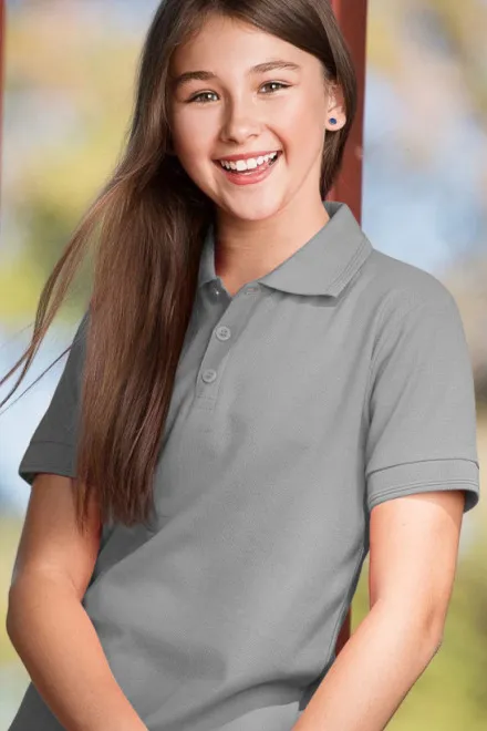 Поло риза за деца, тъмно сив мрамор