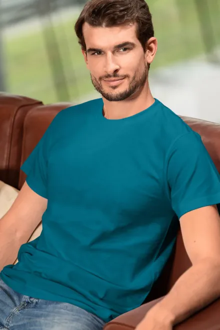 Унисекс тениска с по-голямо тегло, тъмно тюркоазено