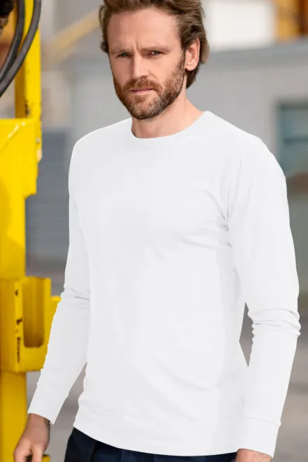 Устойчива мъжка тениска с дълъг ръкав, Бял