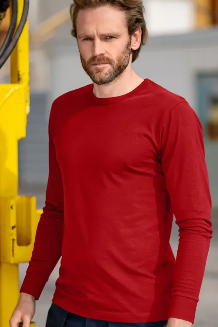 Устойчива мъжка тениска с дълъг ръкав, червен