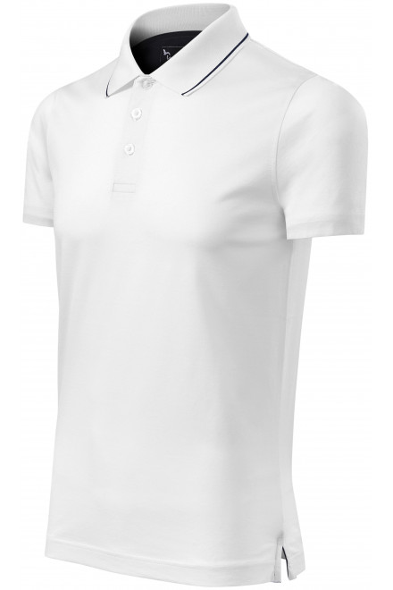 Мъжка елегантна мерсеризирана поло риза, Бял, тениски с къс ръкав