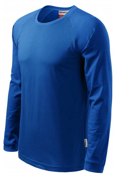 Мъжка контрастна тениска с дълъг ръкав, кралско синьо, тениски без щампи