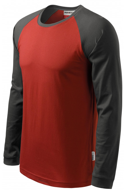 Мъжка контрастна тениска с дълъг ръкав, marlboro червено, мъжки тениски