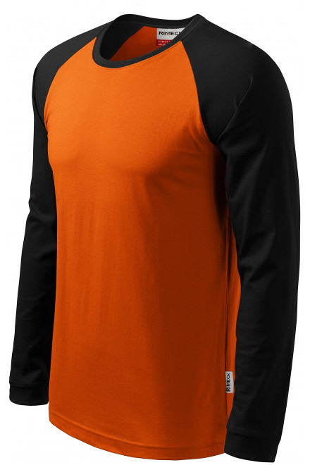 Мъжка контрастна тениска с дълъг ръкав, оранжево