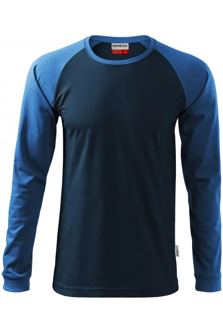 Мъжка контрастна тениска с дълъг ръкав - тъмно синьо, 2XL