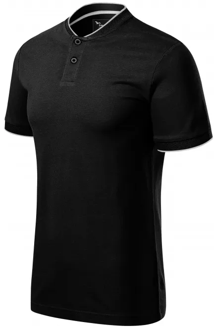 Мъжка поло тениска с бомбър яка, черен