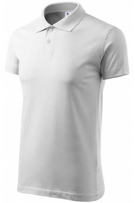 Мъжка проста риза поло, Бял, тениски с къс ръкав