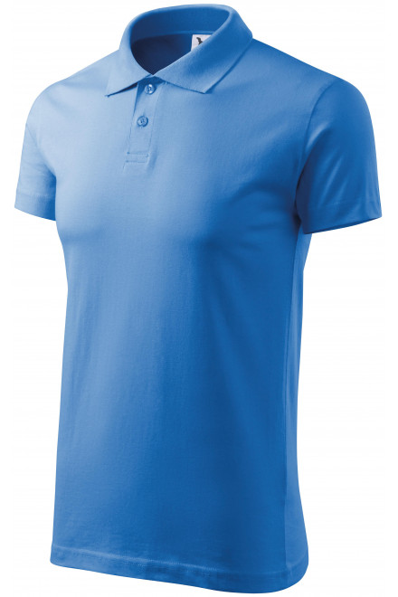 Мъжка проста риза поло, светло синьо, сини тениски