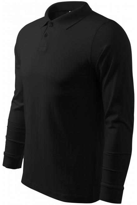 Мъжка риза поло с дълъг ръкав, черен, мъжки поло тениски