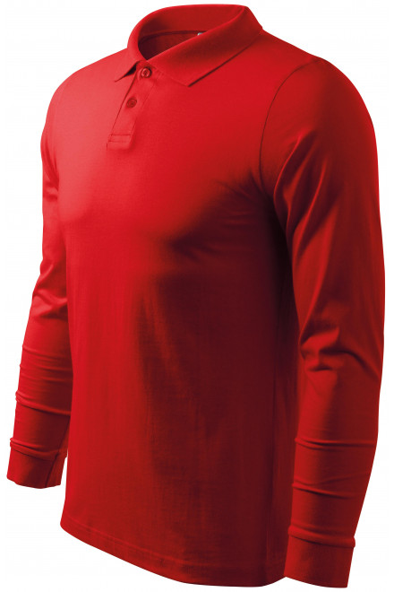 Мъжка риза поло с дълъг ръкав, червен, мъжки поло тениски